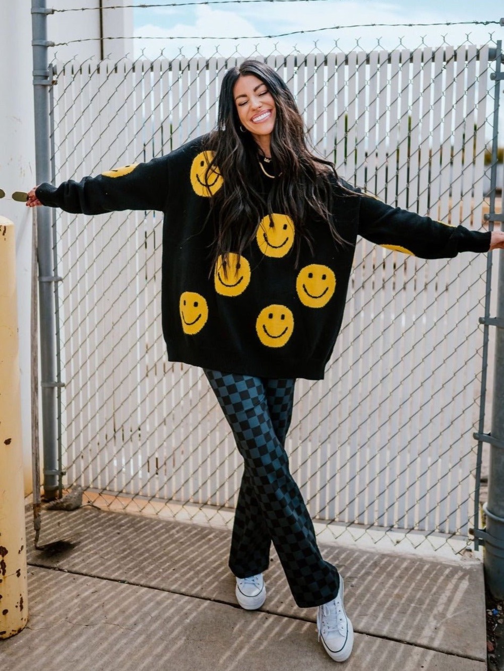 Dressed in LALA Have Fun Oversized Smile Knit - S/M - Picture 2 of 7